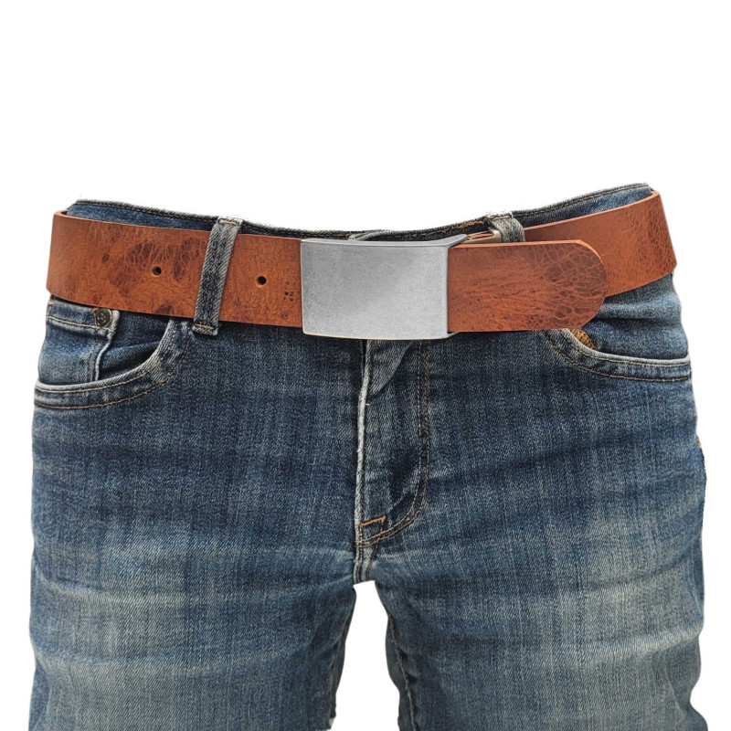 Ledergürtel Herren in Braun - Jeansgürtel aus Leder Braun - Herrengürtel für Jeans - Herren Gürtel kürzbar - echtes Leder