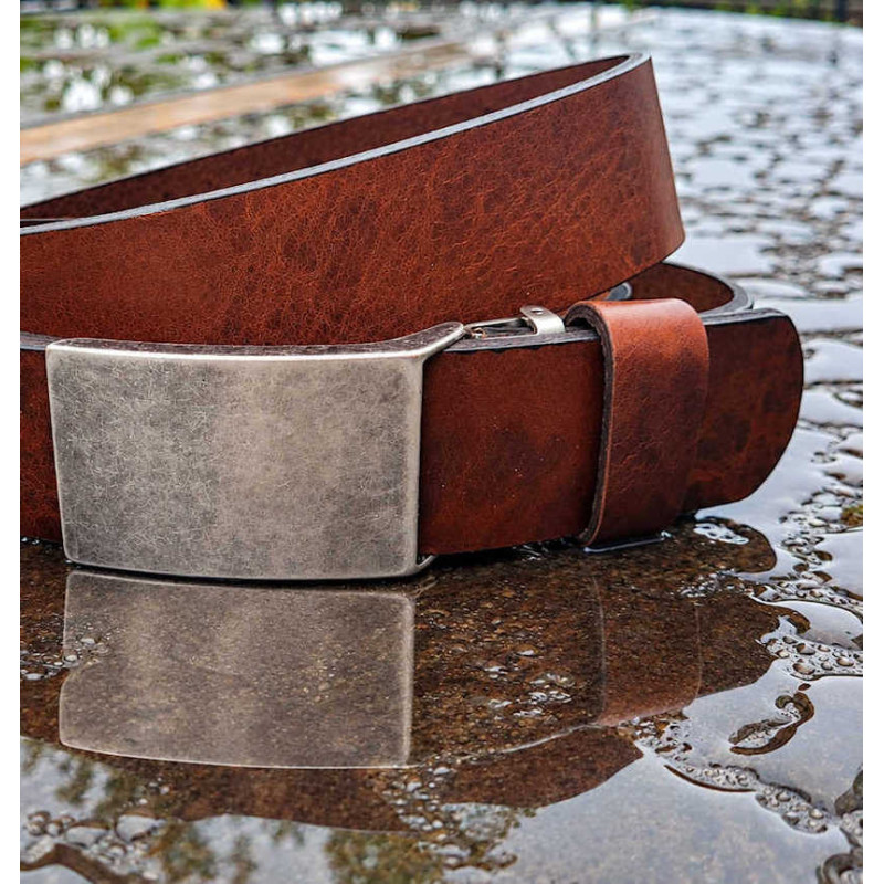 Ledergürtel Herren in Braun - Jeansgürtel aus Leder Braun - Herrengürtel für Jeans - Herren Gürtel kürzbar - echtes Leder