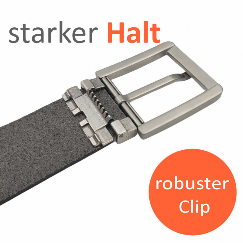 Ledergürtel Herren 4cm grau – Edelstahl Schnalle | Just belt