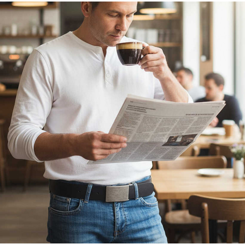 Herren Gürtel Schwarz - Jeansgürtel Schwarz - Herrengürtel kürzbar - Ledergürtel Herren Schwarz