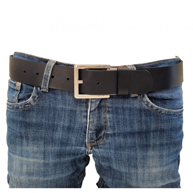 Herren Gürtel Schwarz - Ledergürtel schwarz kürzbar - Jeansgürtel aus Leder in Schwarz - Schwarzer Herrengürtel