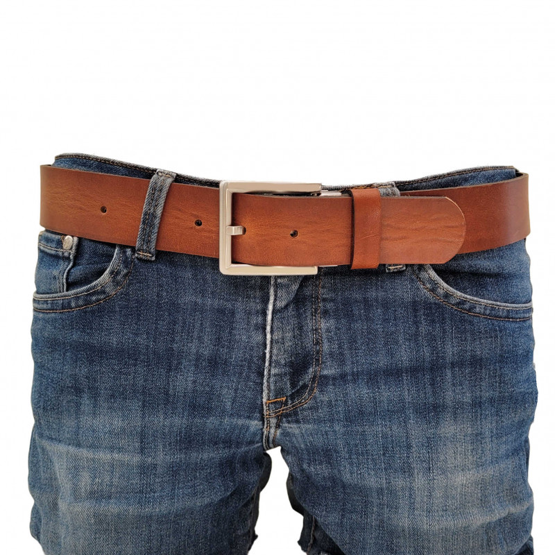 Herren Gürtel Braun - Hellbraun - Echtes Leder - Jeansgürtel kürzbar - Ledergürtel Herren Braun