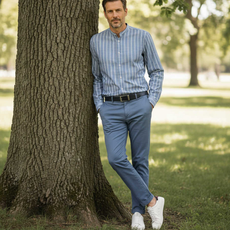 Gürtel für Chino Hosen - Ledergürtel für Stoffhosen. Ledergürtel Herren Hellbraun - Cognac Dunkelblau - Blau