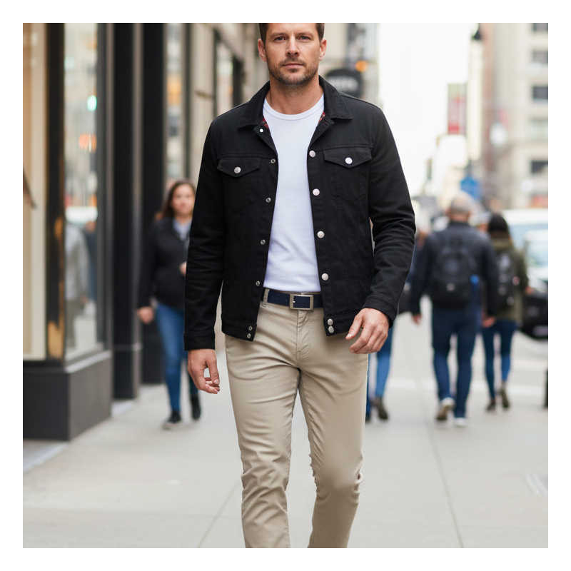 Gürtel für Chino Hosen - Ledergürtel für Stoffhosen. Ledergürtel Herren Schwarz