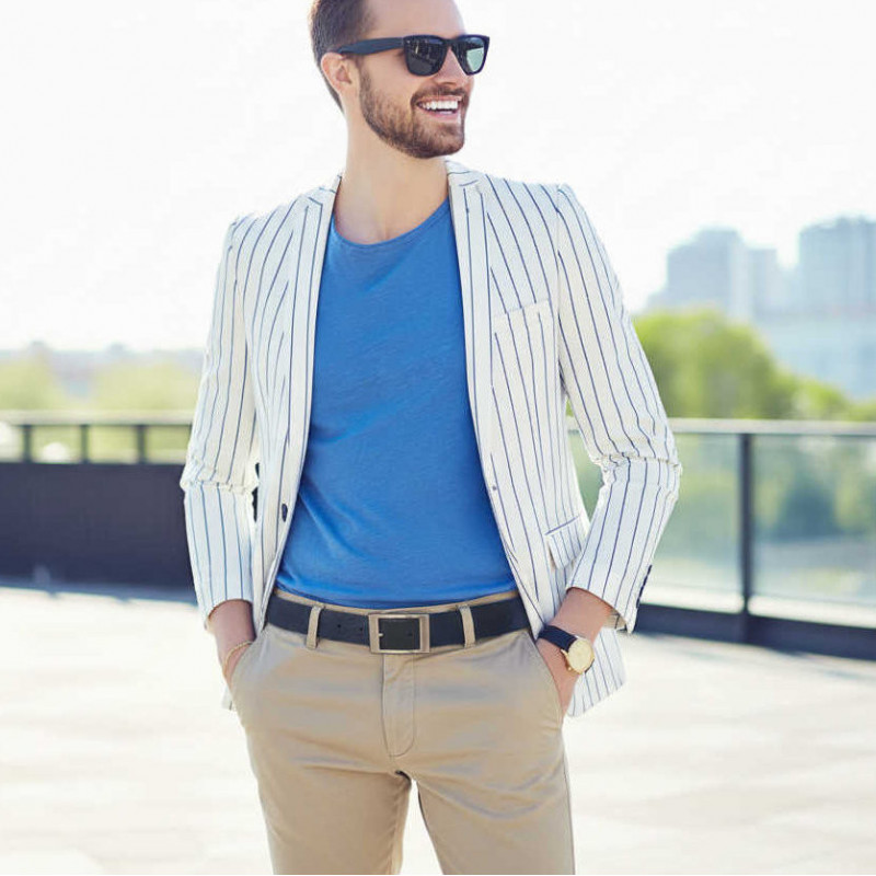 Gürtel für Chino Hosen - Ledergürtel für Stoffhosen. Ledergürtel Herren Hellbraun - Cognac Dunkelblau - Blau