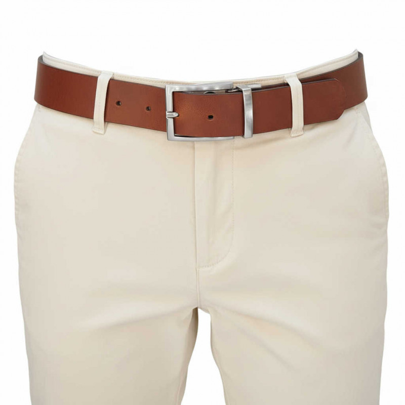 Gürtel für Herren - Ledergürtel für Stoffhosen. Ledergürtel Herren Hellbraun - Cognac Braun