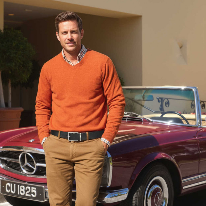 Gürtel für Herren - Ledergürtel für Stoffhosen. Ledergürtel Herren Hellbraun - Schwarz