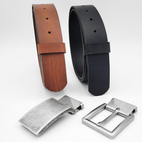 Ledergürtel kürzbar Herren - spar-set - Gürtel kürzbar aus Leder - Herrengürtel schwarz und braun - Echtes Leder Gürtel Set