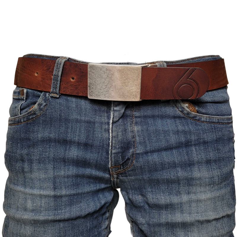 Ledergürtel Herren in Braun - Jeansgürtel aus Leder Braun - Herrengürtel für Jeans - Herren Gürtel kürzbar - echtes Leder