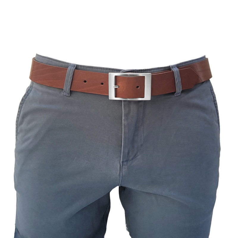 Gürtel für Chino Hosen - Ledergürtel für Stoffhosen. Ledergürtel Herren Hellbraun - Cognac Braun