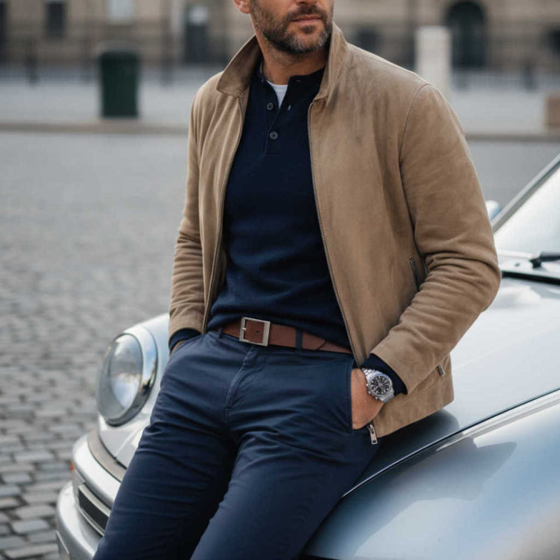 Gürtel für Chino Hosen - Ledergürtel für Stoffhosen. Ledergürtel Herren Hellbraun - Cognac Braun