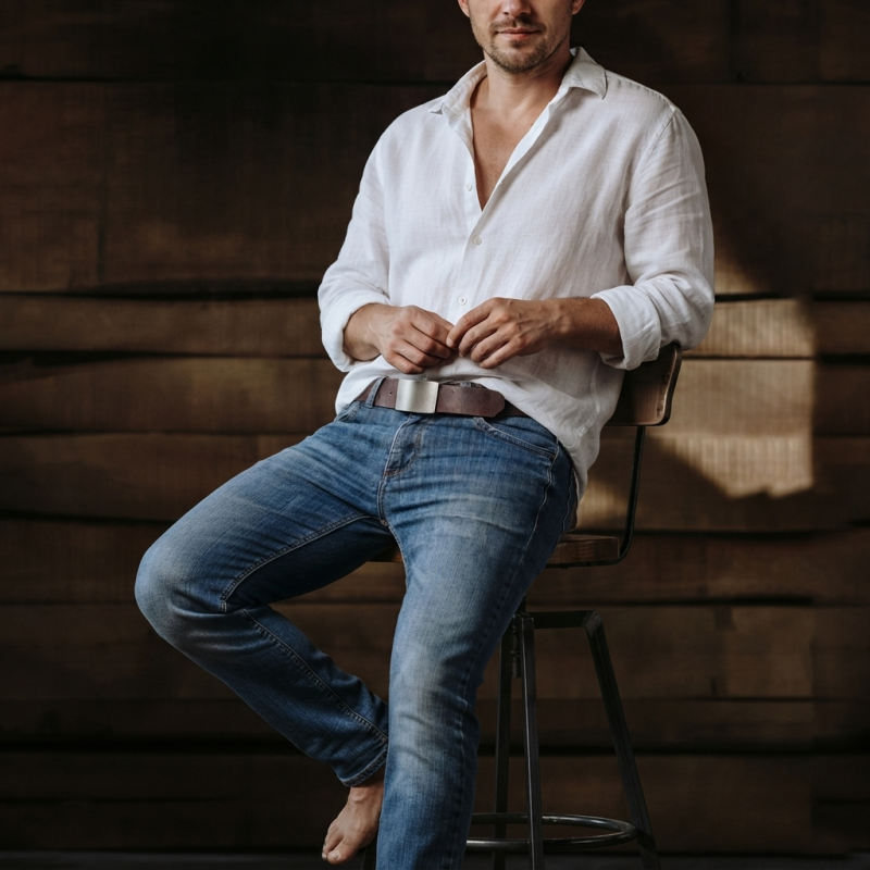 Ledergürtel Herren in Dunkelbraun - Jeansgürtel aus Leder Braun - Herrengürtel für Jeans - Herren Gürtel kürzbar - echtes Leder