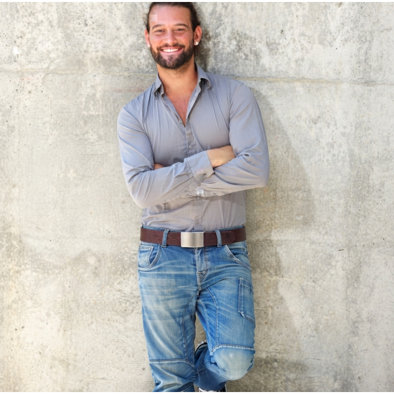 Ledergürtel Herren in Dunkelbraun - Jeansgürtel aus Leder Braun - Herrengürtel für Jeans - Herren Gürtel kürzbar - echtes Leder