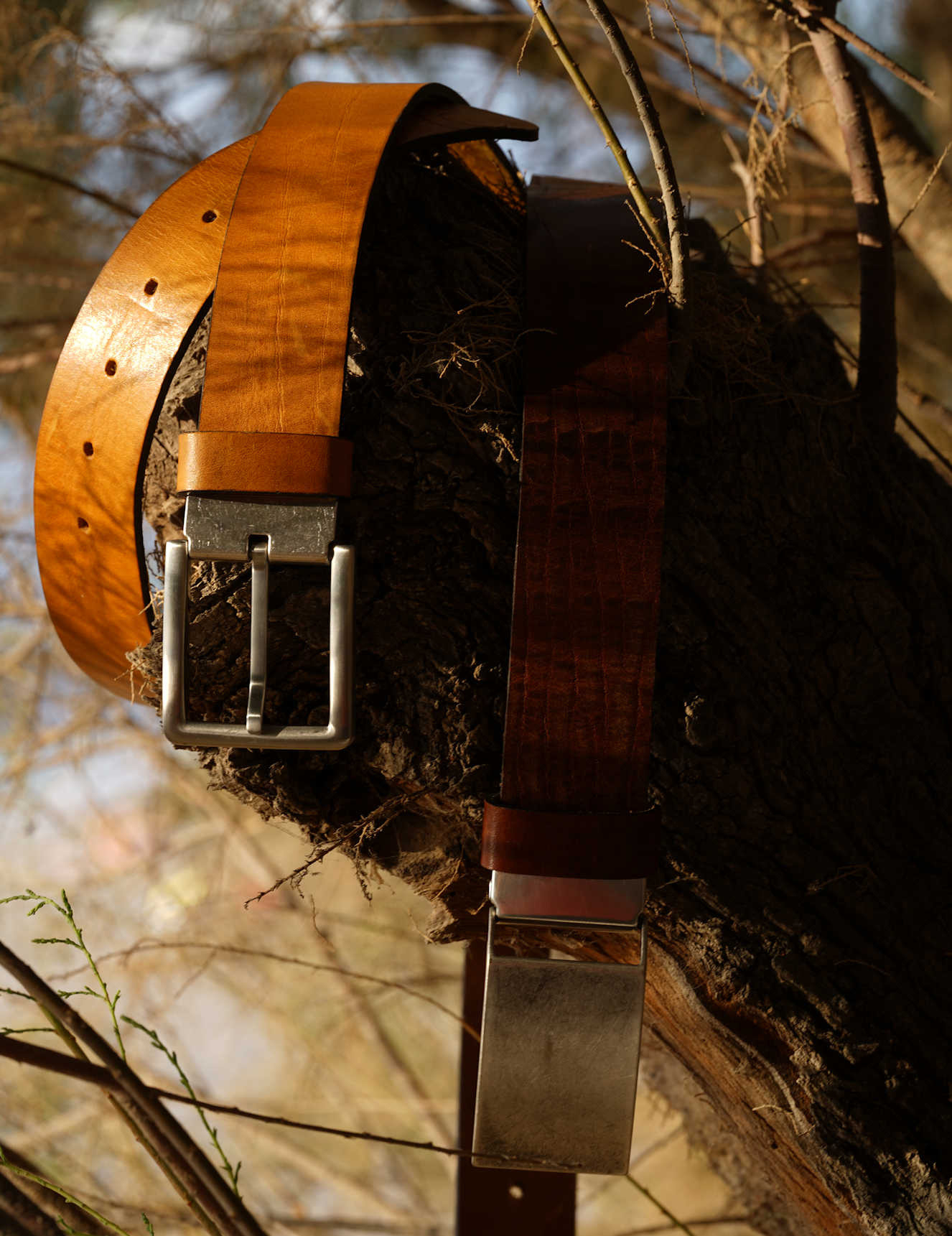 Herren Gürtel aus Leder cognac