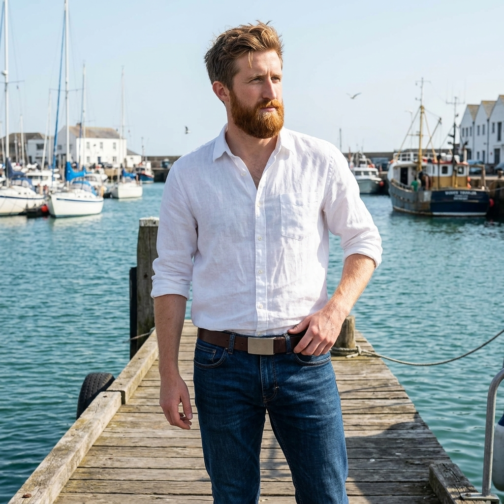 Ledergürtel Herren in Braun - Jeansgürtel aus Leder Braun - Herrengürtel für Jeans - Herren Gürtel kürzbar - echtes Leder
